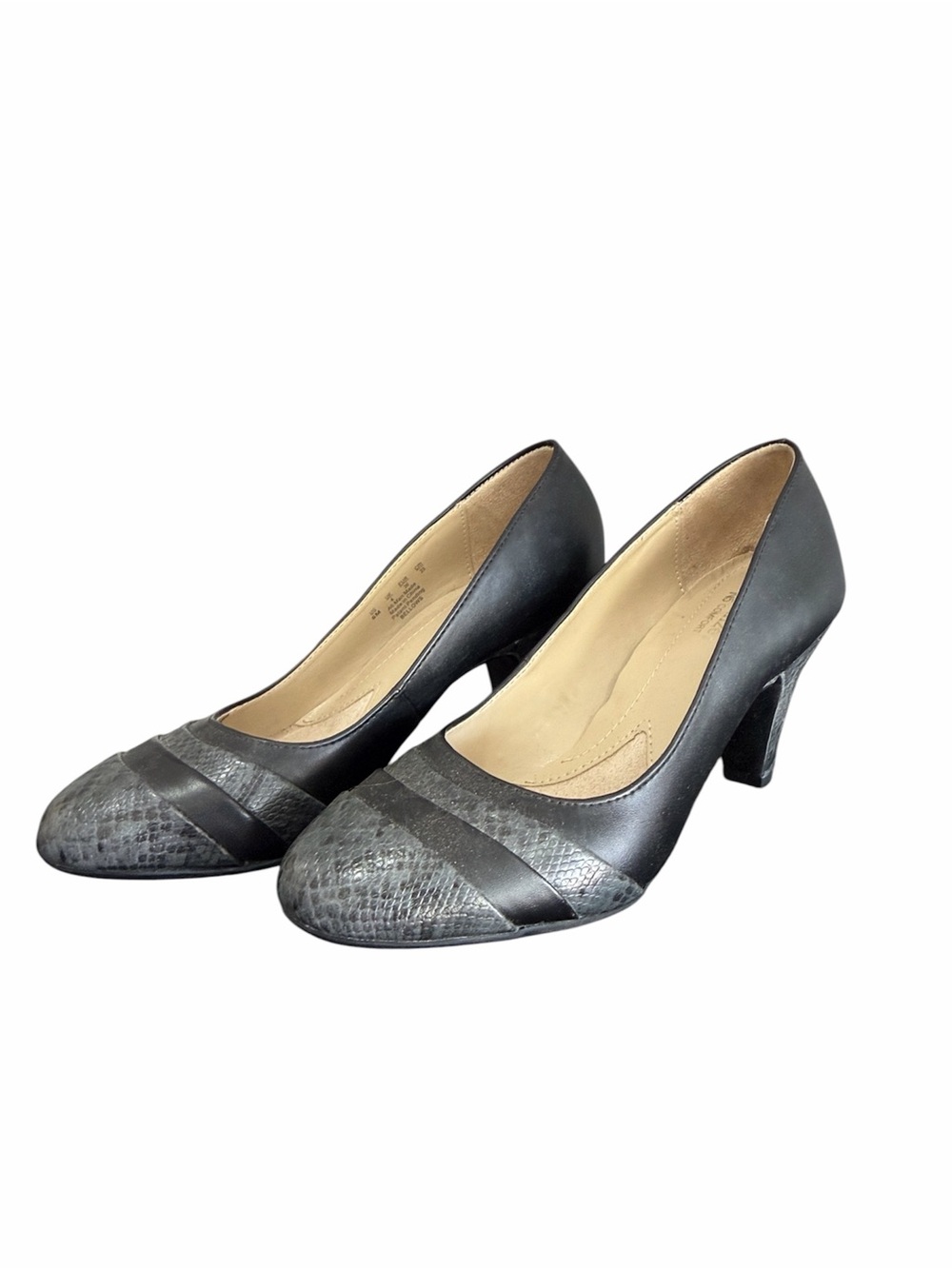 Naturalizer N5 Comfort Gray Snake Print Heels Pumps Size 6